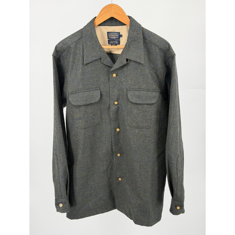 Pendleton Original Board Shirt Mens L Blue Green 100% Virgin Wool RA335-28203